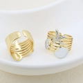 Minimalist starfish and shell open ring with two-tone gold and silver plating detail - Starfish Shell Style (#6)