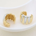 Detail of two-tone gold and silver ear cuff with wavy texture and C-shape design - C-shaped Wave Style (#7)