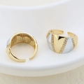 Detail of two-tone adjustable rings with micro-inlaid stones on a ceramic plate - Two-tone Micro-pave Rhinestone Style (#9)