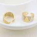 Detailed view of two-tone adjustable rings with geometric relief and pavé set zircons - Triangle Rhinestone Style (#8)