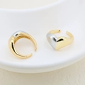 Close-up of dual-tone 18K plated geometric open rings in gold and silver finish - Wide 3D Curved Surface Design (#4)