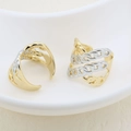 Detailed view of adjustable two-tone gold and silver chain link multilayered ring - Multi-layer Chain Design (#8)