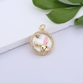 Gold plated rabbit pendant with shell base and sparkling cubic zirconia stones - Gold Rabbit Style (MLDZ-3-1)