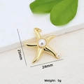 Gold plated starfish charm with inlaid pearl for DIY jewelry making 25x24mm - Starfish Style (#2)