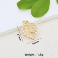 Gold heart pendant with pearl edges and Fe letter engraving, 21mm handmade charm - Heart Letter Pendant (#3)