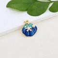Detail view of blue enamel seashell charm with white pearl and starfish for DIY jewelry - Double Blue Starfish Shell Pendant (#8)