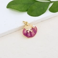 Detail of seashell charm with purple gradient enamel, starfish, pearl and gold finish - Purple Yellow Starfish Pearl Shell Pendant (#11)