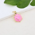 Macro detail of pink turtle pendant with gold plating and fine enamel hexagonal shell - Pink Gold Sea Turtle Pendant (#12)