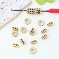 14k gold plated round spacers with black cubic zirconia for DIY jewelry making - 8mm / Gold/Black Zirconia