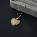 Exquisite gold plated heart pendant necklace with shimmering zircon micro-pave - White Heart Gold Base Pendant Only (Without Chain)