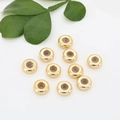 Set de 10 cuentas espaciadoras de acero inoxidable dorado para crear joyas artesanales - 7mm / Dorado