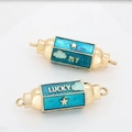 Detail of gold-plated hexagonal connectors with blue enamel and MY LUCKY inscription - MY LUCKY Embossed Style (5)