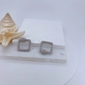 DIY silver square screw clasp accessories with micro-set zircons for jewelry making - Silver White