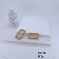 Gold rectangular copper clasp with white zircon stones for DIY jewelry 18x30mm size - Gold Rectangle (18x30mm)
