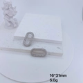Makrofoto von 16x31mm Zirkonia-Verschluss für DIY-Schmuckzubehör in Silberoptik - Silber Oval (16x31mm)