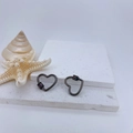 18k gold plated heart screw clasp with colorful micro-inlaid zircon for DIY jewelry - Gun Black Plated Multicolor Zirconia Style