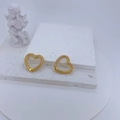 Elegant 18k gold plated heart drop earrings with white zircon pavé on a white pedestal - Gold Heart (26x25mm)