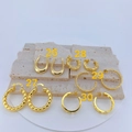 Detailed collection of five polished gold copper earrings with geometric shapes on stone - Smooth Horseshoe Shape (#26)