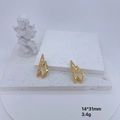 Gouden bliksemschicht oorbellen met micro-pavé diamanten, maat 14x31mm en gewicht 3,4g - Gouden Bliksem Stijl