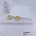 Classic golden 19x19mm hoop earrings with micro-pave crystals and 2.4g weight - Gold Hoop Style