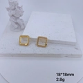 Golden square clasp with zircons for jewelry making, 18x18mm size with small beads - Gold Square Style