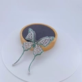 Exquisite copper plated butterfly brooch with white and green sparkling zircon stones - Green Border (2#)