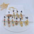 Collection of 10 gold evil eye and geometric zircon pendants for jewelry making - Eyelash Eye Style (1)