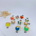 Enamel heart and butterfly adjustable rings in various colors on a white pedestal - Pink Enamel Heart Open Ring (41)