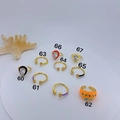Adjustable gold-plated enamel ring set with cubic zirconia and evil eye motifs - Black Enamel Wide Ring (60)