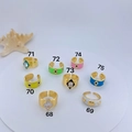 Colorful enamel evil eye and heart adjustable rings set with gold plating and zircon - Evil Eye Heart Open Style (68)