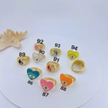 Adjustable golden rings with colorful enamel Evil Eye and Boho heart-shaped patterns - Evil Eye Yin Yang Open Style (86)