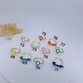 Collection of gold-plated enamel open rings with micro-pave zircon on white stand - Colorful Drip Open Ring (68)