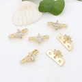 14k gold plated copper flower spacer beads with clear zircon crystals for DIY jewelry - Triple Row (Gold)