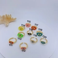Detail of colorful Evil Eye enamel rings with gold plating and adjustable open band - Evil Eye Enamel Open Style (111)