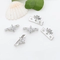 Five silver spacer charms with clear cubic zirconia stones for DIY bracelet jewelry - Triple Row (Silver)
