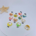 Collection of colorful enamel Hamsa hand and geometric open rings with zircon detail - Hamsa Hand Seal Open Style (76)
