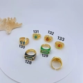 Gold-plated adjustable rings set featuring enamel butterfly and turtle designs with zircon - Butterfly Animal Flower Open Style (128)