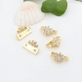 14k gold plated double-hole flower spacer beads with sparkling zircon for jewelry making - Rhinestone Double Row (Gold)