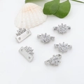 Silver flower spacer bead with cubic zirconia stones for DIY jewelry making - Rhinestone Double Row (Silver)