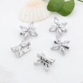 Five-piece silver 14k gold-plated flower spacers with marquise cubic zirconia - Butterfly Double Row (Silver)