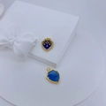 Retro 18K gold plated shield pendants with blue enamel, star patterns, and zircon inlay - Lapis Blue (#2)