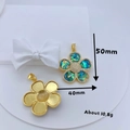 18K gold plated flower pendant featuring colorful shell inlay and micro-pave crystals - Five-Petal Flower Pave Pendant (#2) / Rainbow (Abalone Shell)
