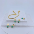 Set de pulsera de cadena de serpiente dorada con dijes de árbol de Navidad en esmalte verde - Estilo Árbol de Navidad Verde Azulado (#1)
