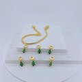 Pulsera de cadena de serpiente dorada con dijes de árbol de Navidad en esmalte verde - Estilo Árbol de Navidad Verde (#2)