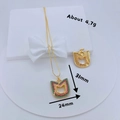 Evil eye palm pendant necklace with colorful cubic zirconia and gold chain details - Cat Head Shape (#1)