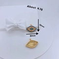 Gold Evil Eye pendant with blue zircons, 31x25mm palm design showing front and back - Gold Eye Shape (#3)