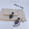 Boucles d'oreilles bouclier bohème avec zircons colorés et placage gris foncé - Style Bouclier Rétro (#7)