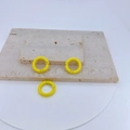 Three bright yellow matte spring O-rings for DIY bags and keychains on stone texture - Bright Yellow