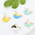 Tropical whale pendants in 18K gold with colorful enamel and cubic zirconia accents - Inlaid Whale Shape (#4) / Yellow Whale Style (A)