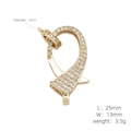 18k gold plated copper lobster clasp with micro-pave cubic zirconia for DIY jewelry - Oval Gold (#1)